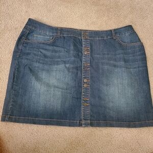 Denim button front skirt